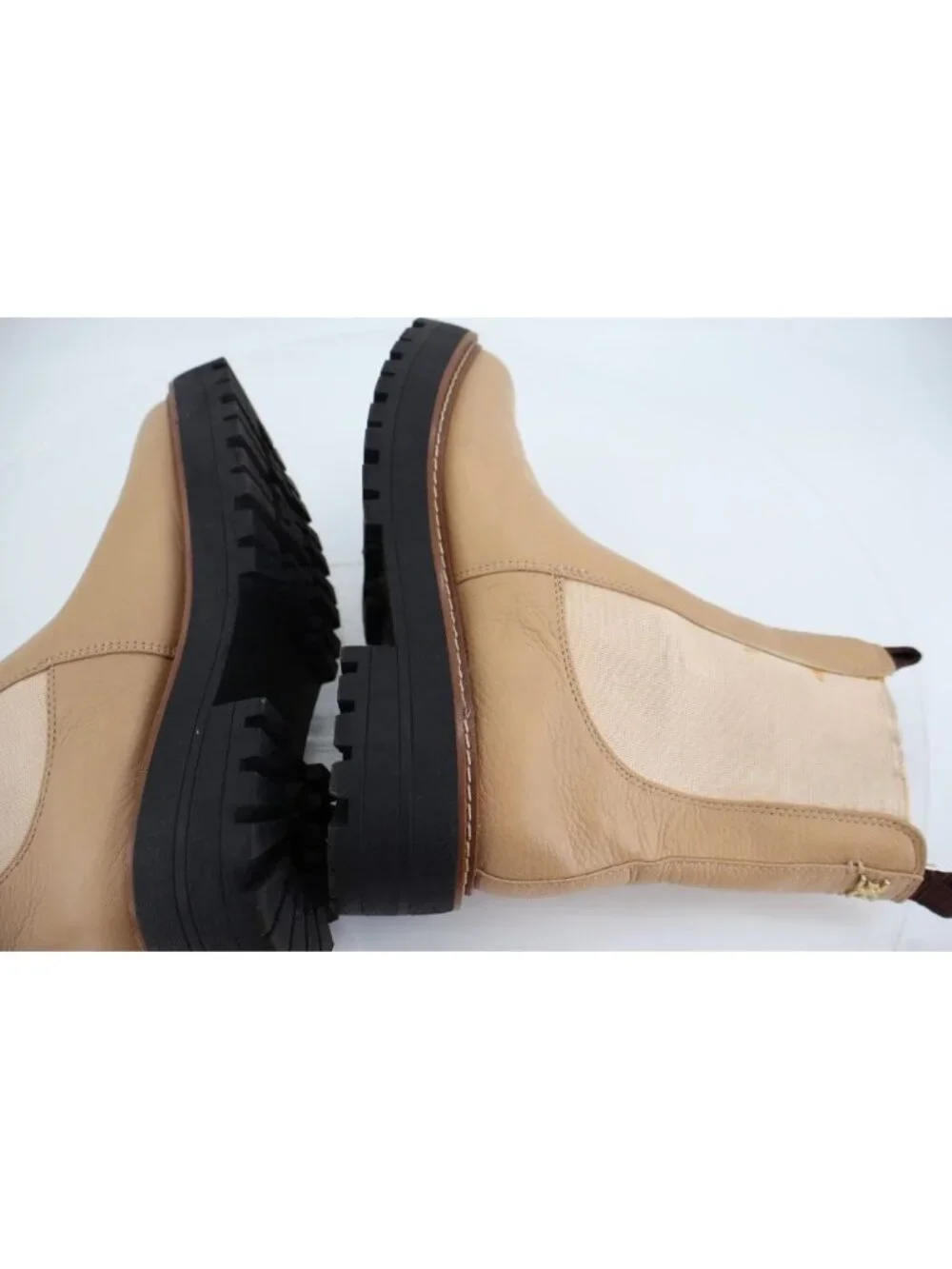 Sam Edelman Boots Laguna Chelsea Womens 6.5 Tan Leather Pull On Lug Sole Chunky